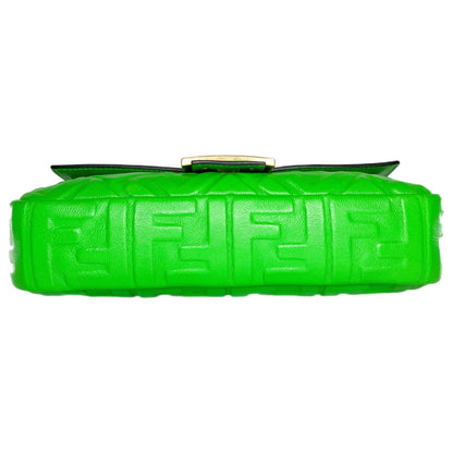 Fendi Green Logo Embossed Baguette