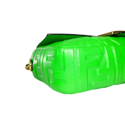 Fendi Green Logo Embossed Baguette
