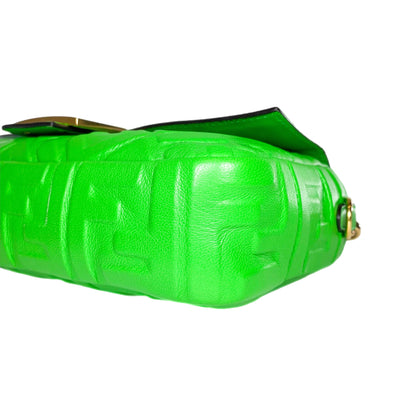 Fendi Green Logo Embossed Baguette
