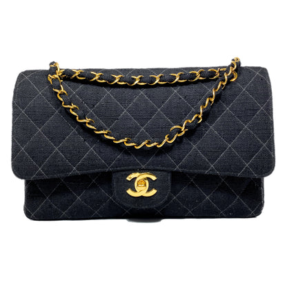 Chanel Black Canvas Medium Double Flap Bag