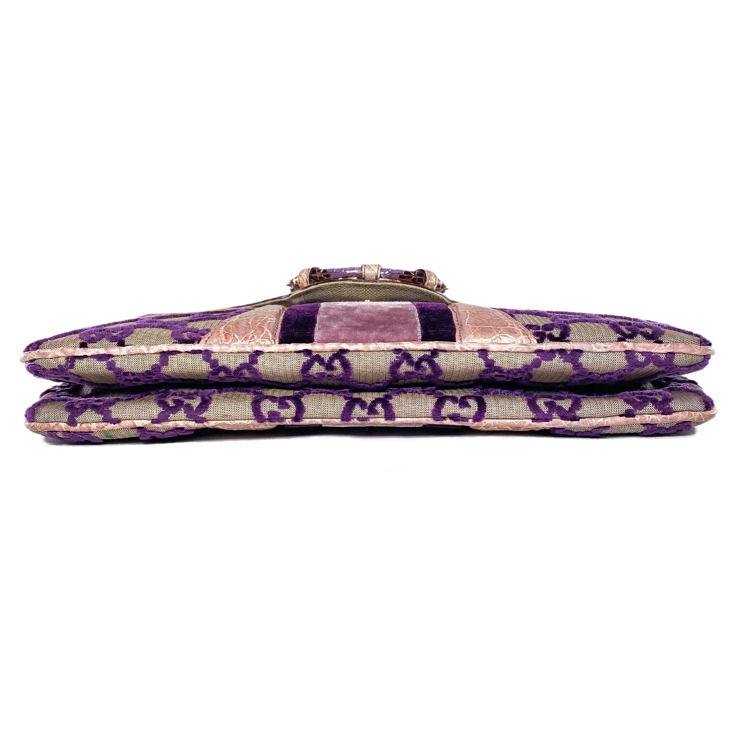 Gucci x Tom Ford Purple Monogram Crocodile Jeweled Dragon Flap Bag