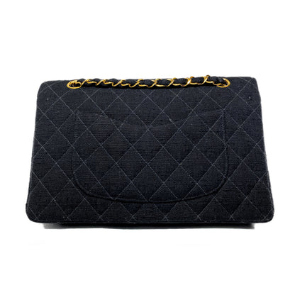 Chanel Black Canvas Medium Double Flap Bag