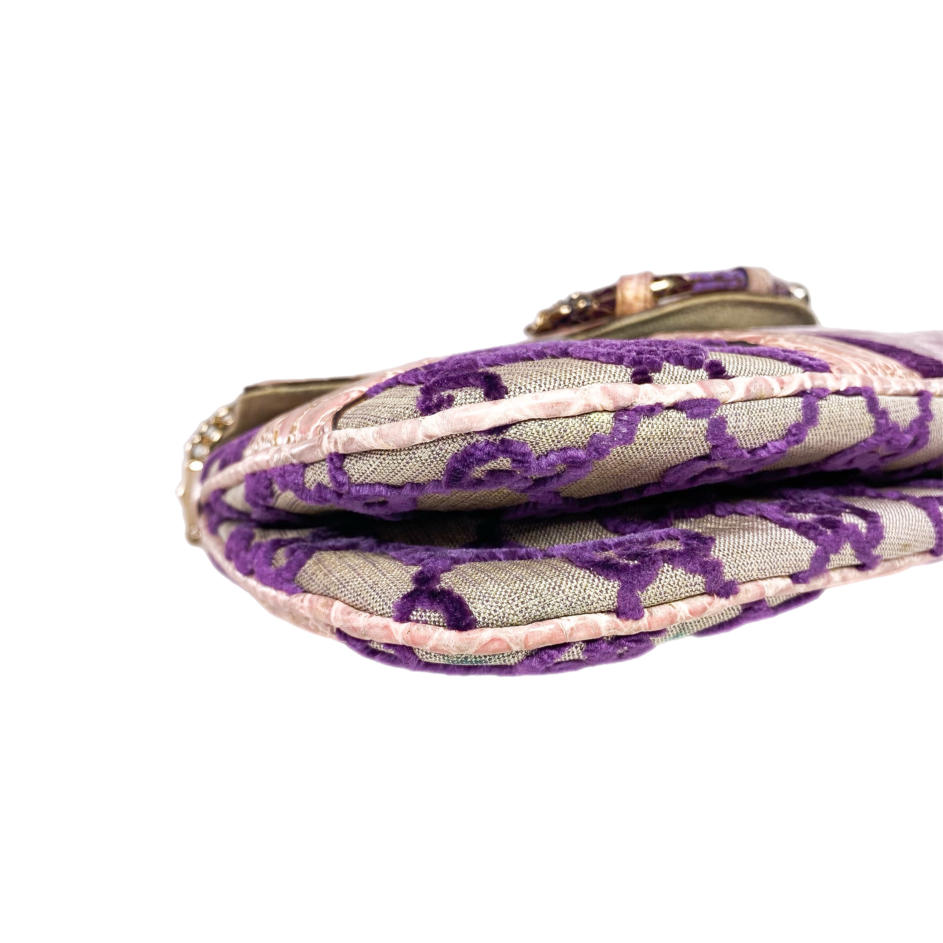Gucci x Tom Ford Purple Monogram Crocodile Jeweled Dragon Flap Bag