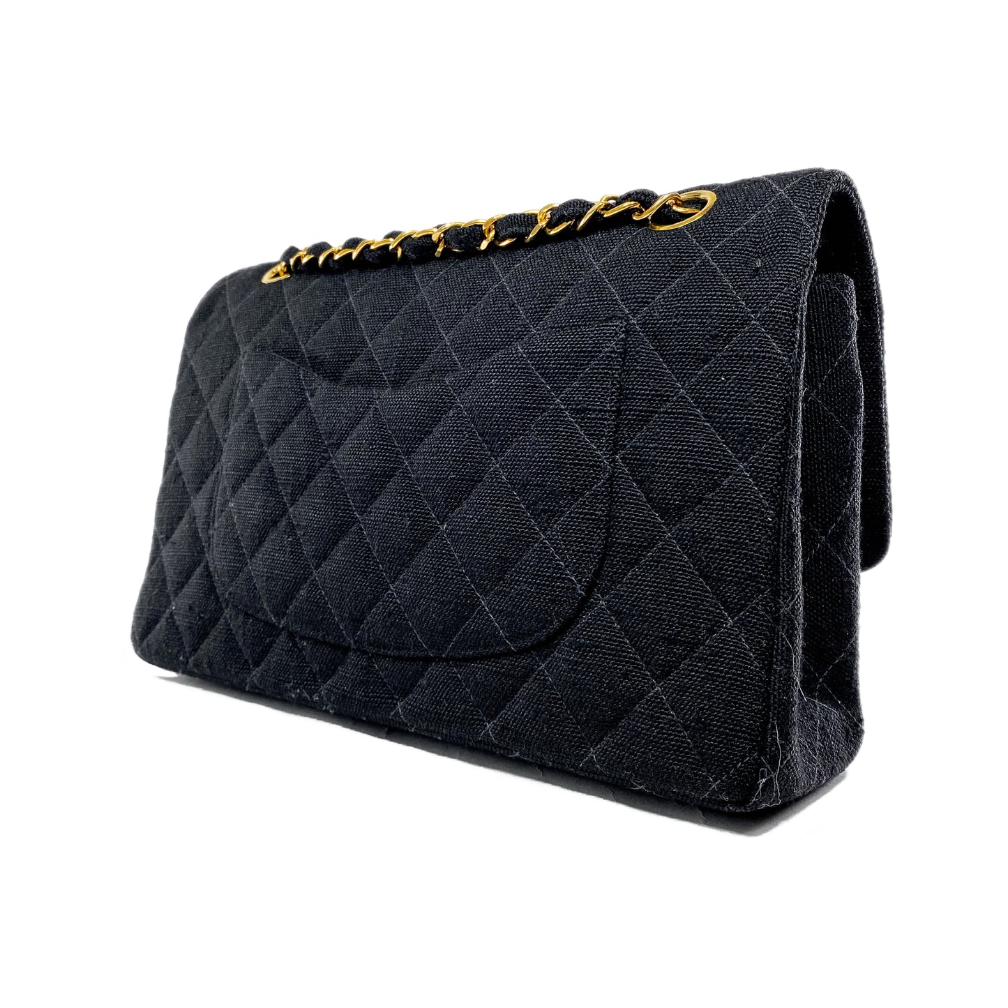 Chanel Black Canvas Medium Double Flap Bag