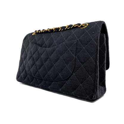 Chanel Black Canvas Medium Double Flap Bag