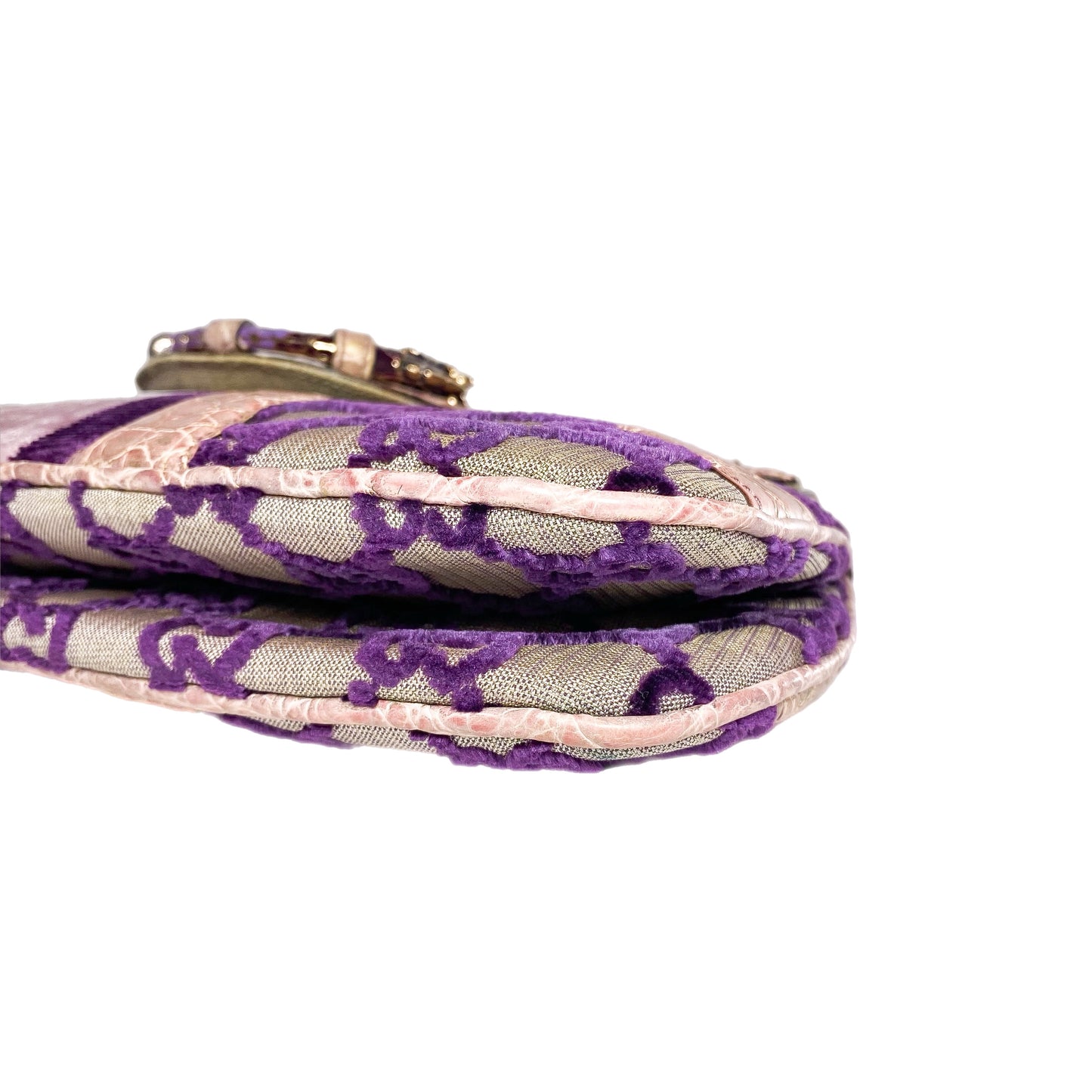 Gucci x Tom Ford Purple Monogram Crocodile Jeweled Dragon Flap Bag