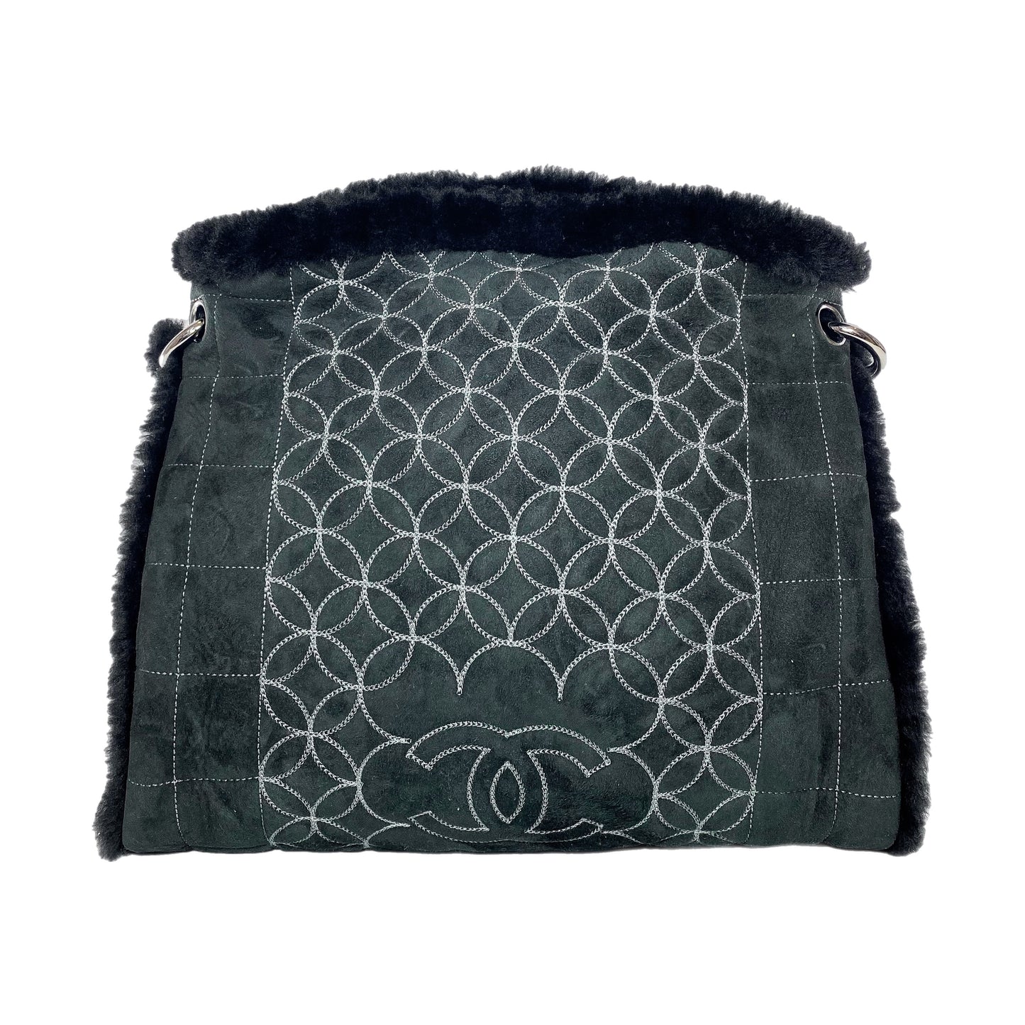 Chanel Black Suede Sherpa Shoulder Bag