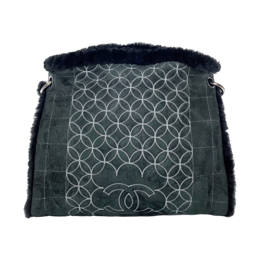 Chanel Black Suede Sherpa Shoulder Bag