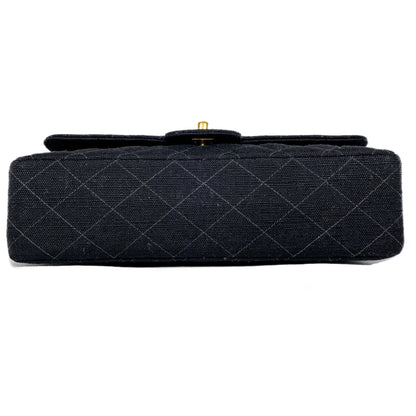 Chanel Black Canvas Medium Double Flap Bag