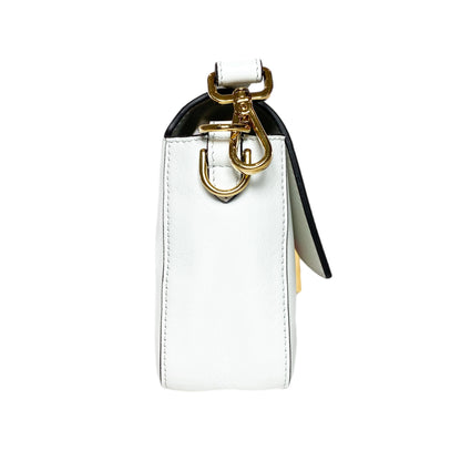 Fendi White Multicolor Daisy Inlay Baguette