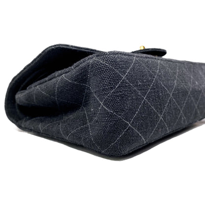 Chanel Black Canvas Medium Double Flap Bag