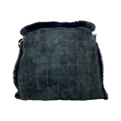 Chanel Black Suede Sherpa Shoulder Bag