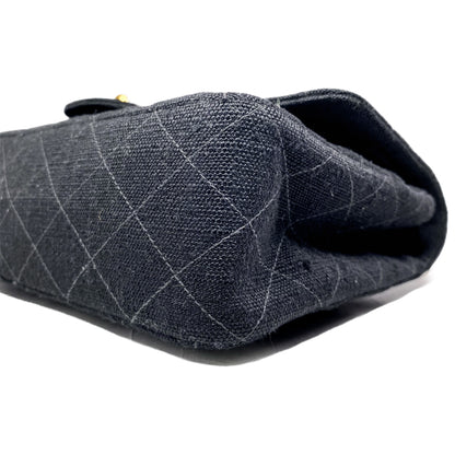 Chanel Black Canvas Medium Double Flap Bag