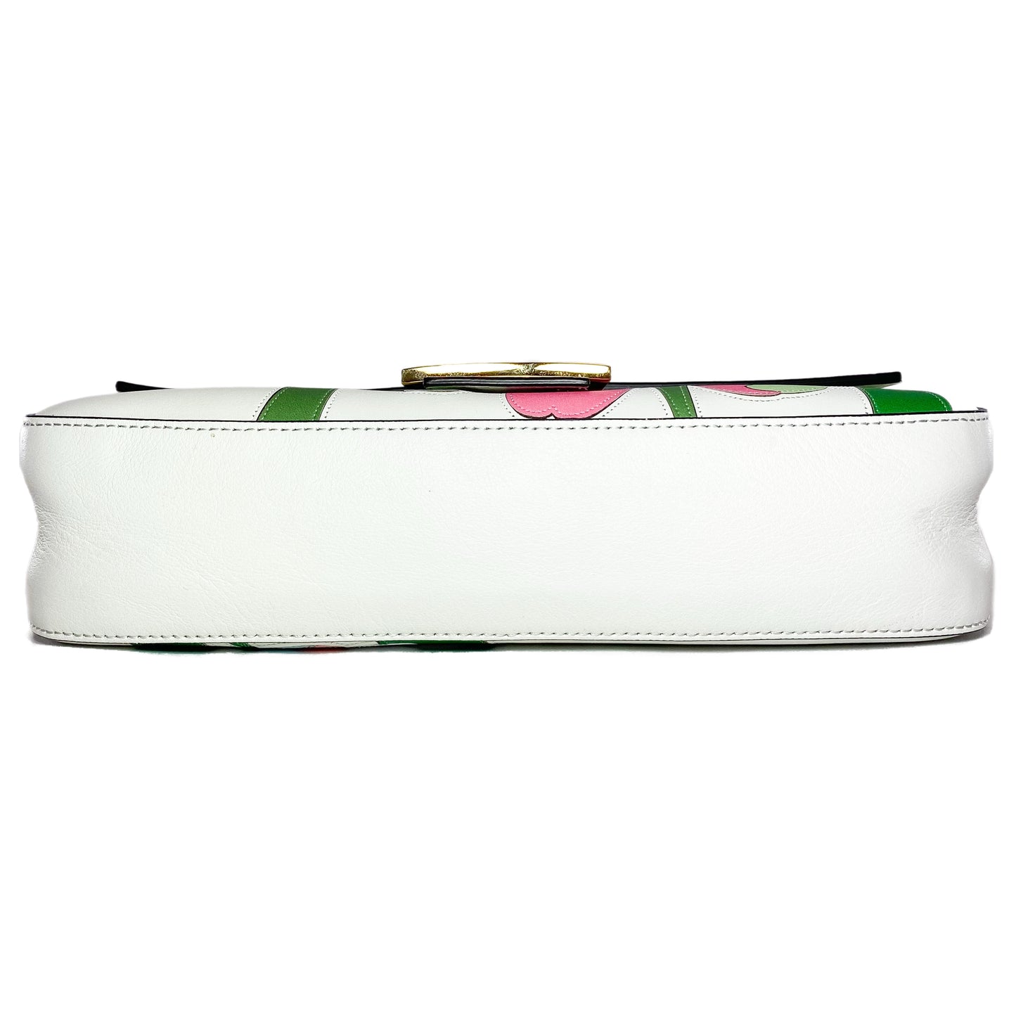 Fendi White Multicolor Daisy Inlay Baguette