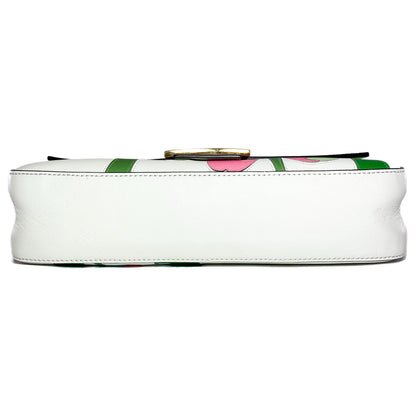 Fendi White Multicolor Daisy Inlay Baguette