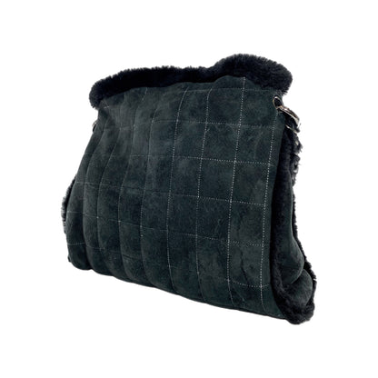 Chanel Black Suede Sherpa Shoulder Bag