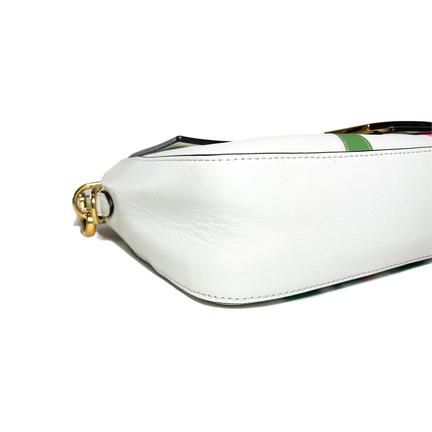 Fendi White Multicolor Daisy Inlay Baguette