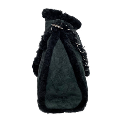 Chanel Black Suede Sherpa Shoulder Bag