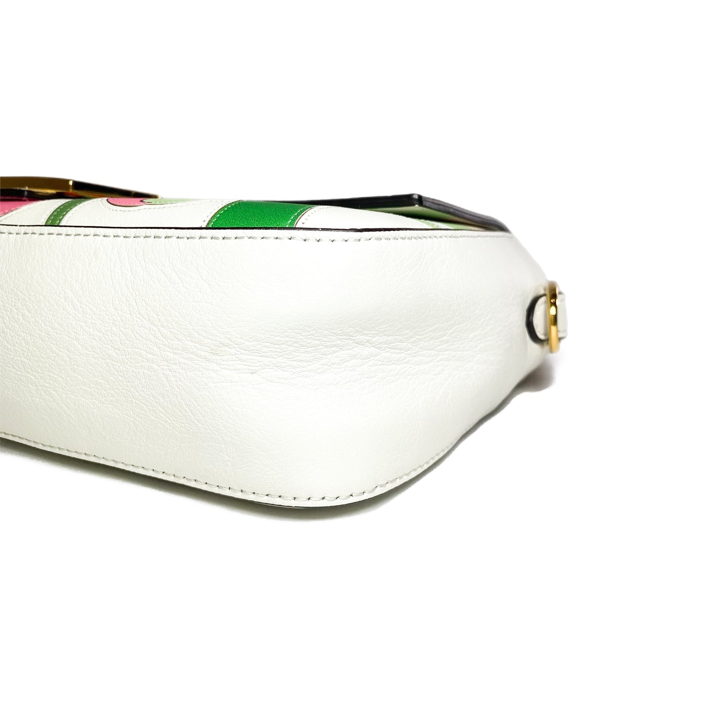 Fendi White Multicolor Daisy Inlay Baguette