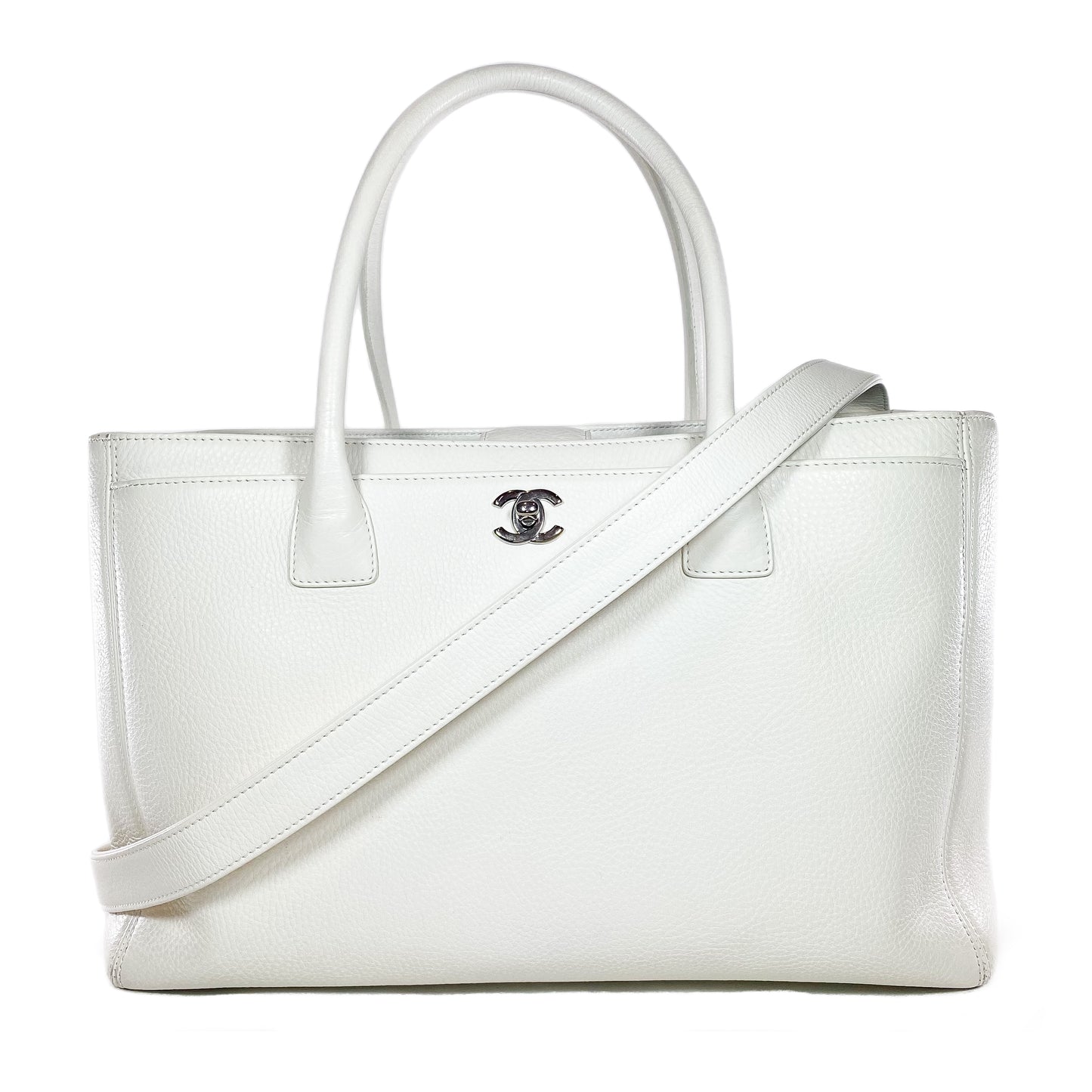 Chanel White Executive Cerf Tote Bag
