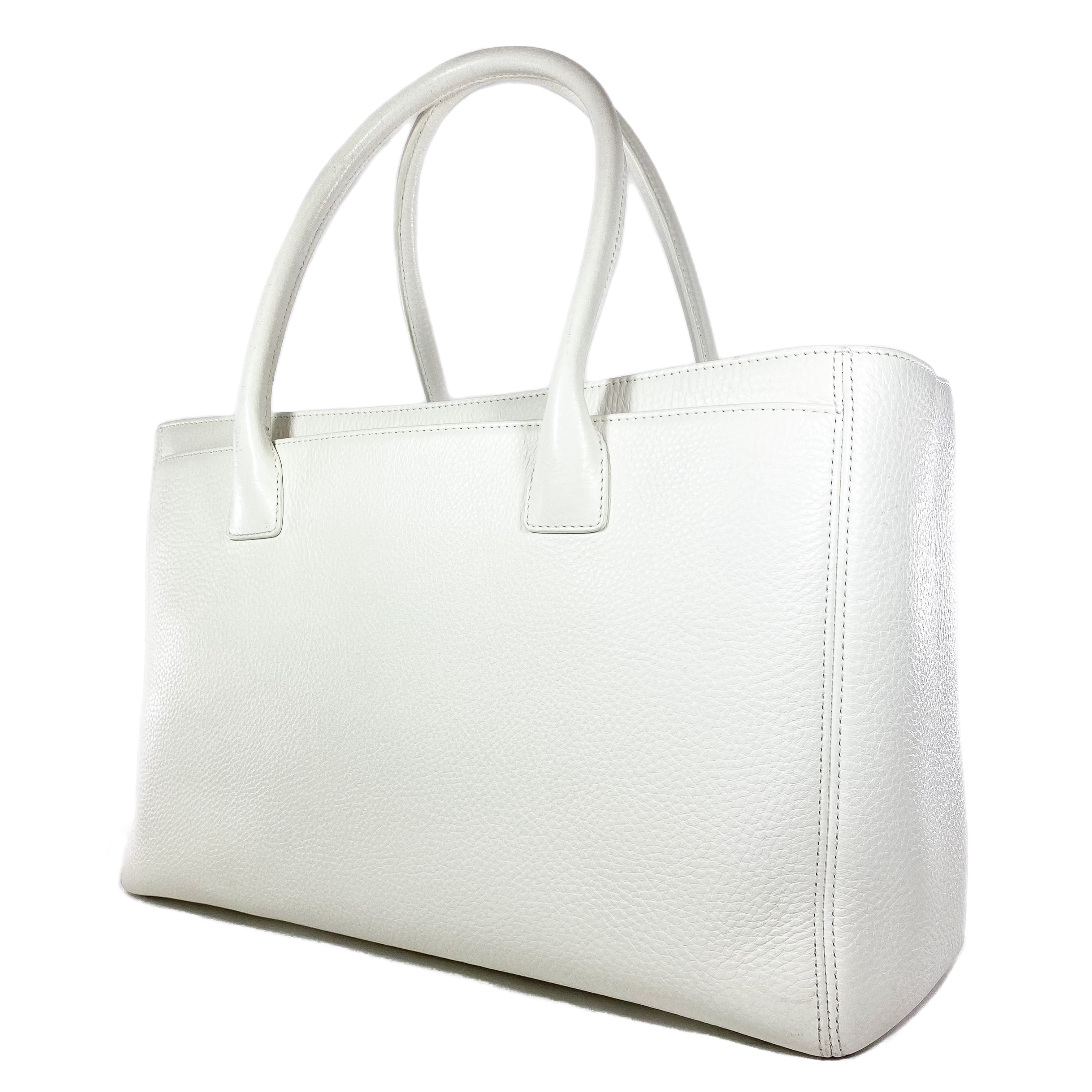 Chanel White Executive Cerf Tote Bag