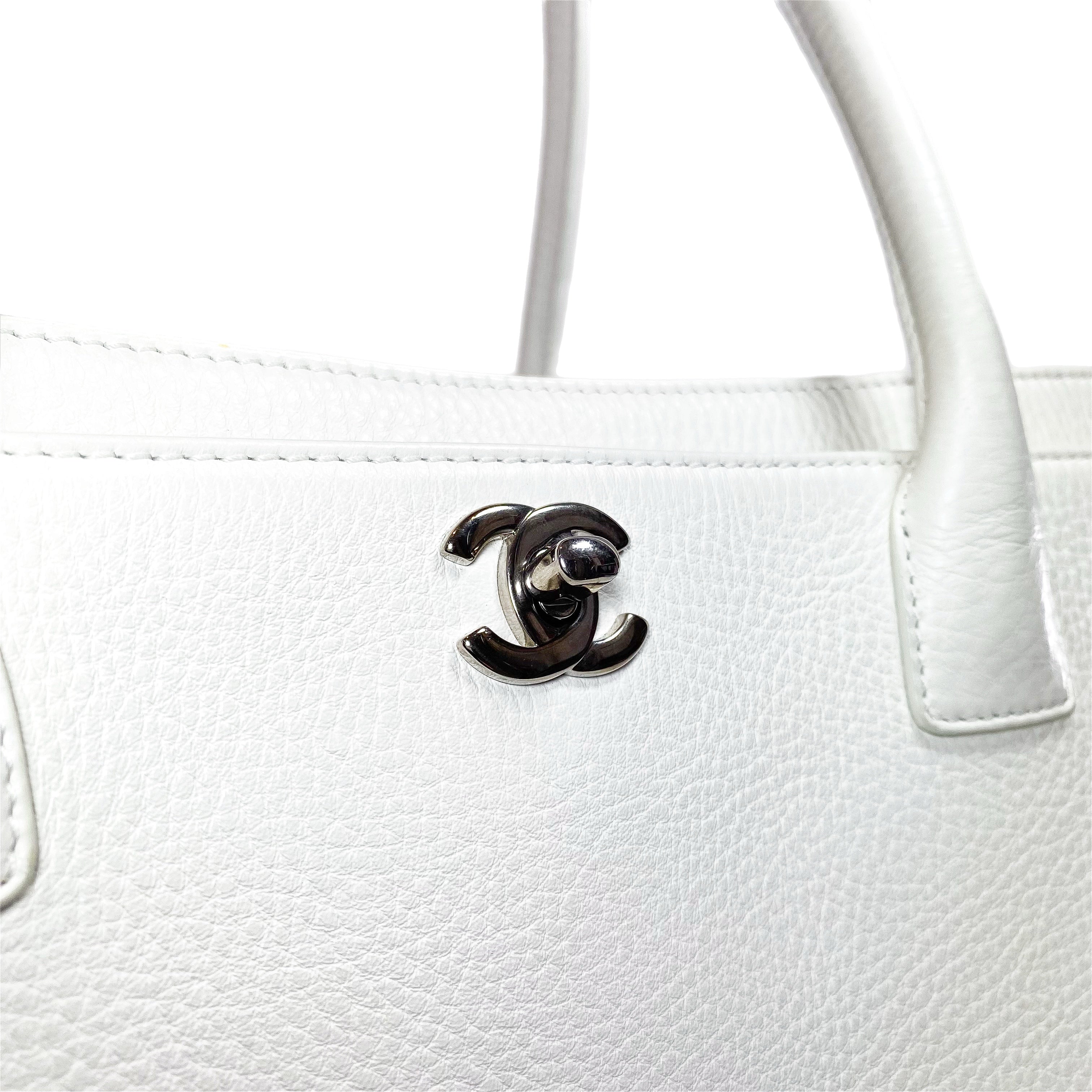Chanel White Executive Cerf Tote Bag