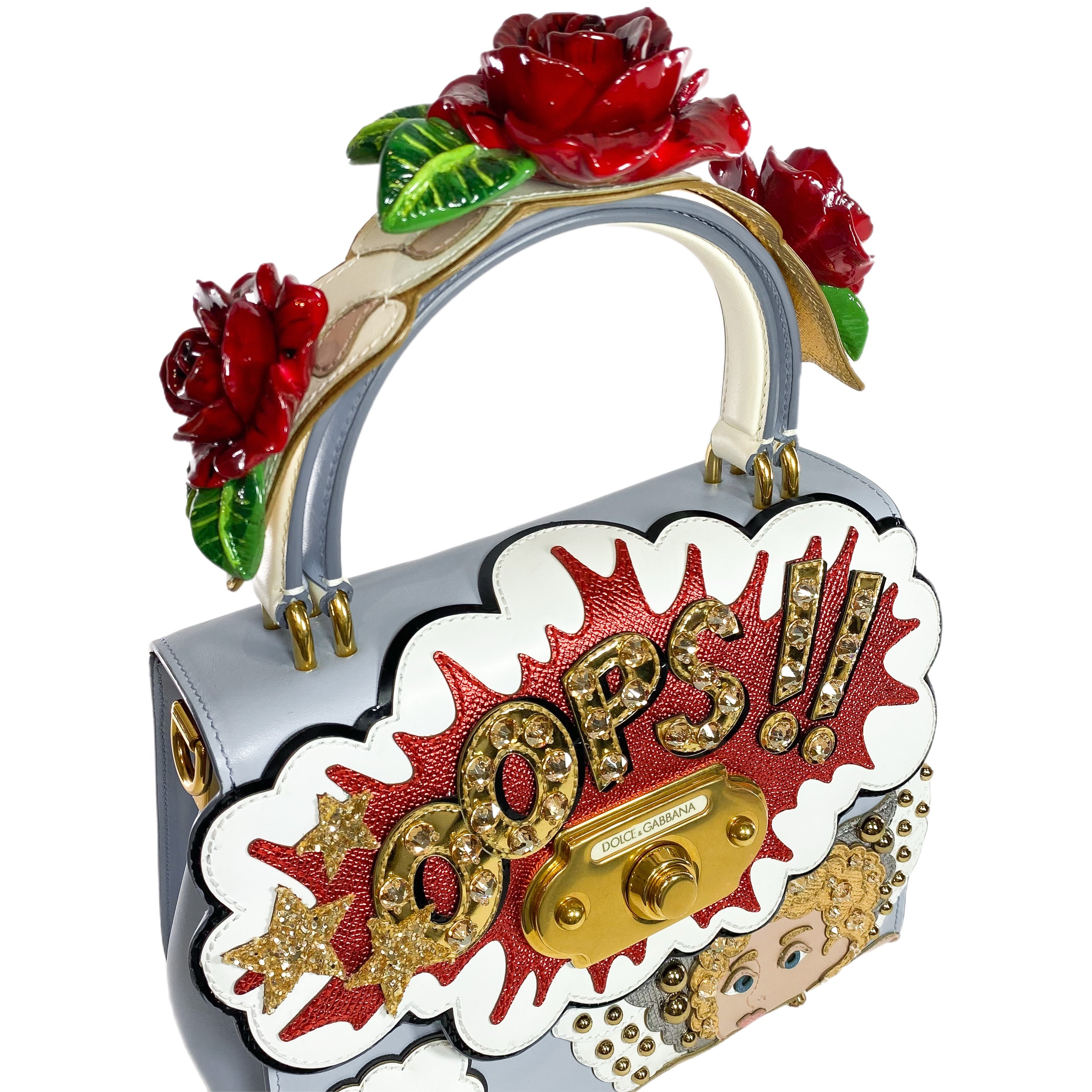 Dolce & Gabbana Oops Blue Cherub Roses Top Handle