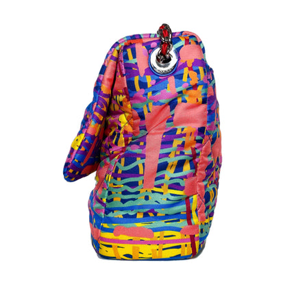 Chanel Pink Quilted Foulard Fabric Multicolor Flap Bag