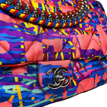 Chanel Pink Quilted Foulard Fabric Multicolor Flap Bag