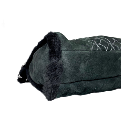 Chanel Black Suede Sherpa Shoulder Bag