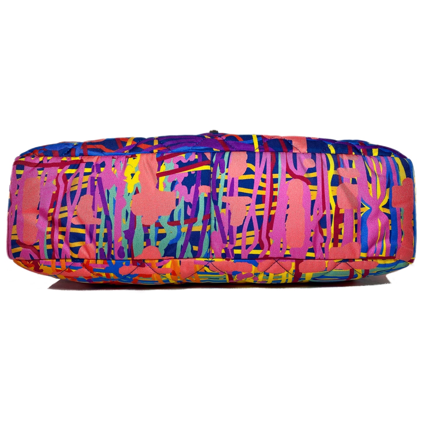 Chanel Pink Quilted Foulard Fabric Multicolor Flap Bag