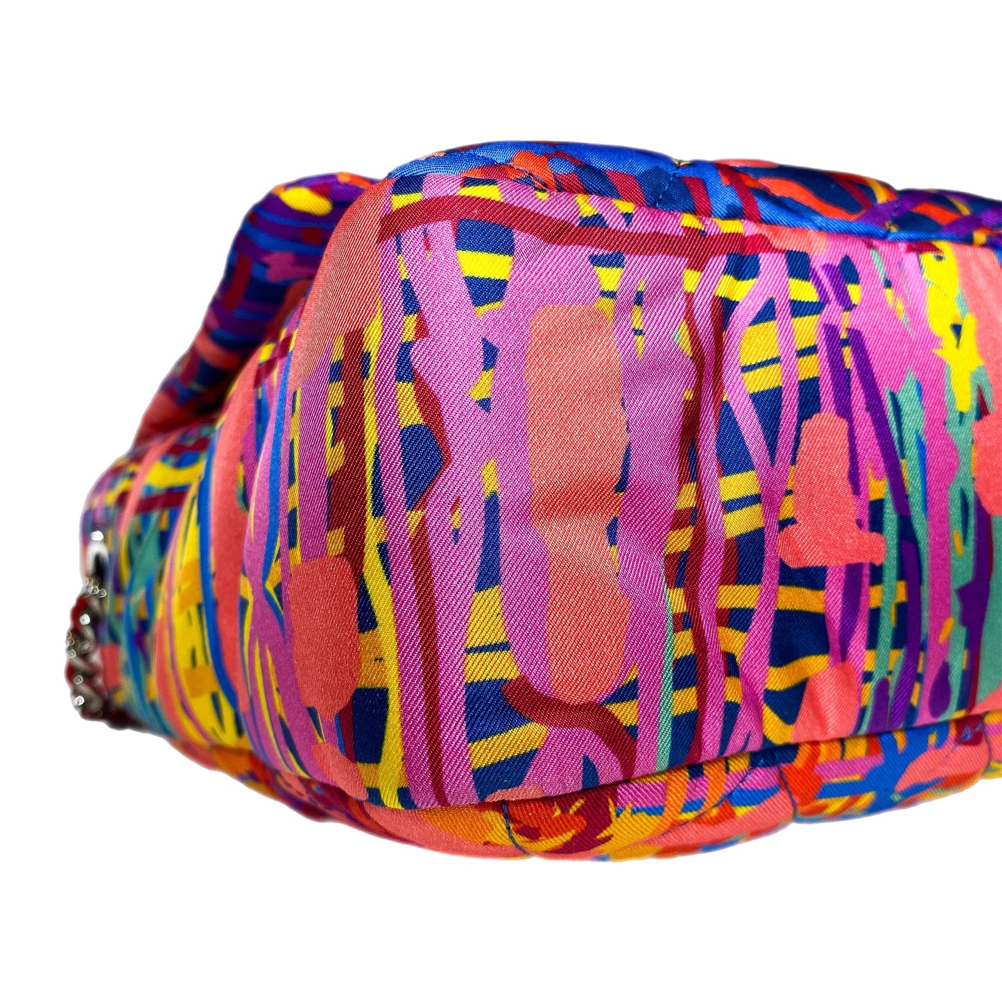 Chanel Pink Quilted Foulard Fabric Multicolor Flap Bag