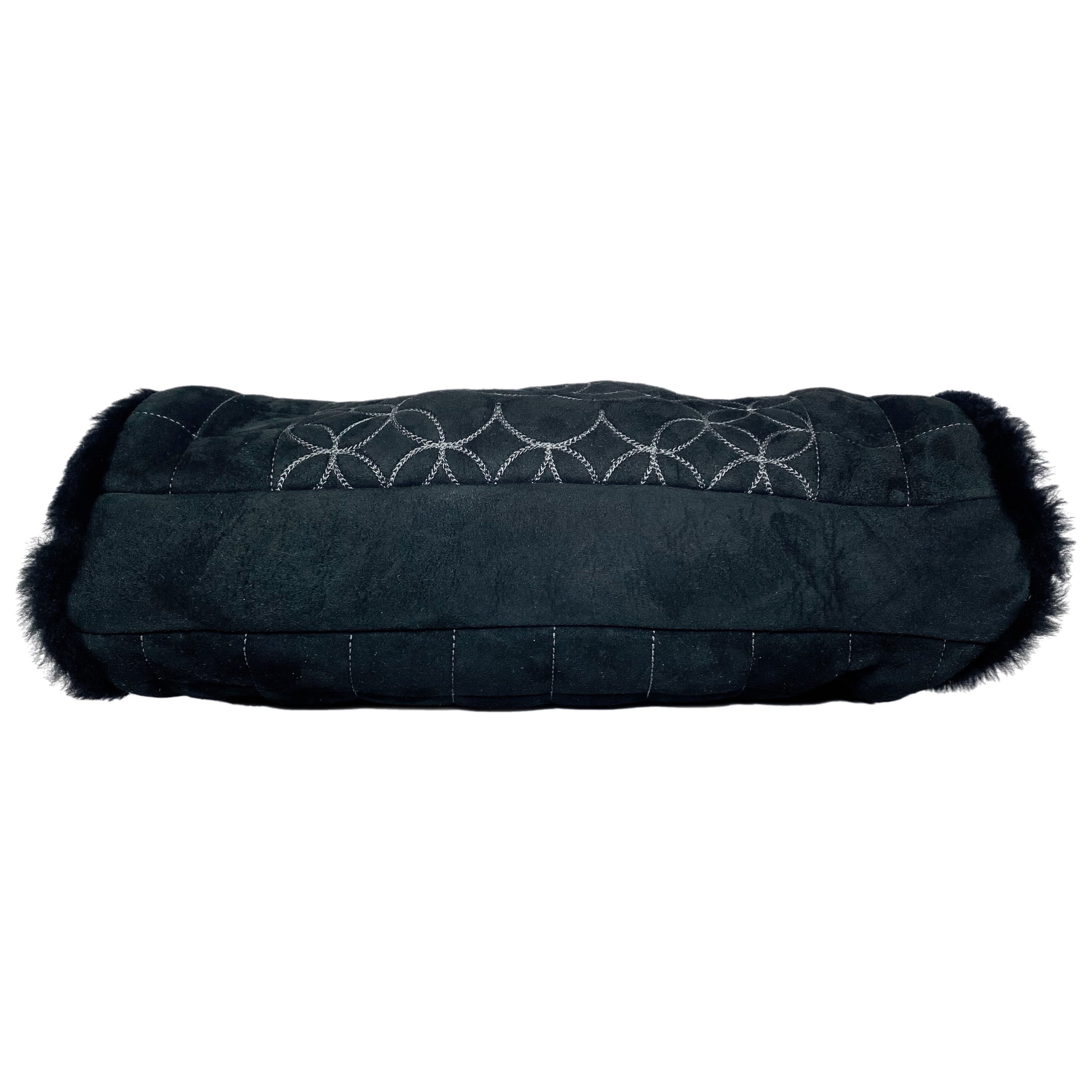 Chanel Black Suede Sherpa Shoulder Bag