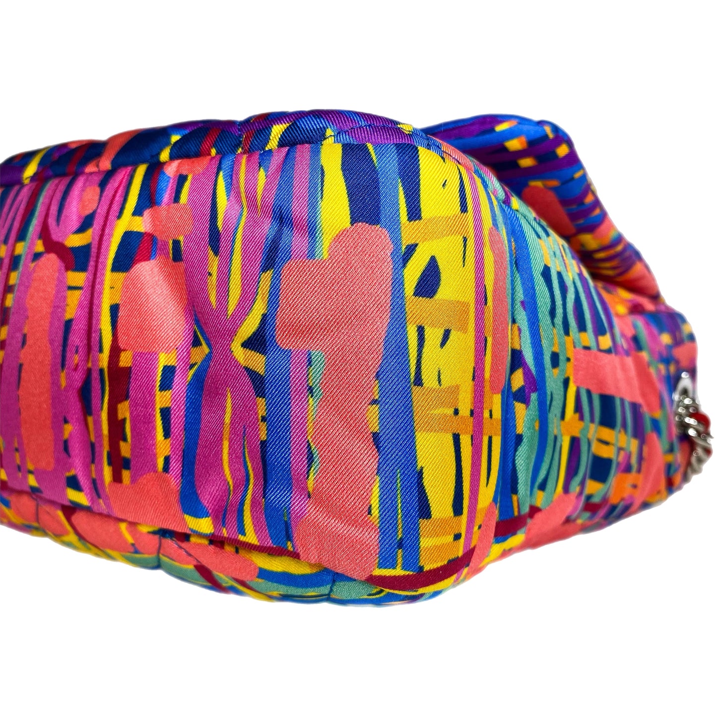 Chanel Pink Quilted Foulard Fabric Multicolor Flap Bag