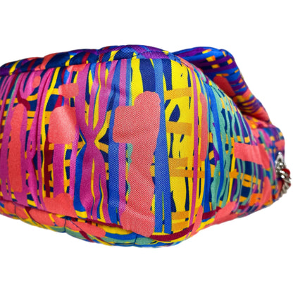 Chanel Pink Quilted Foulard Fabric Multicolor Flap Bag