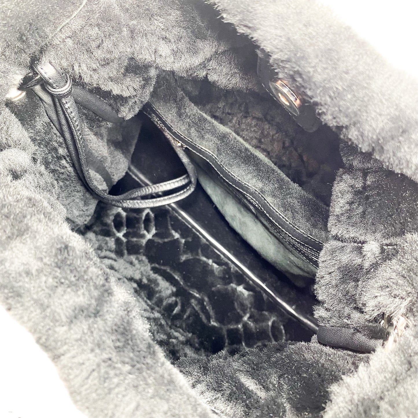 Chanel Black Suede Sherpa Shoulder Bag