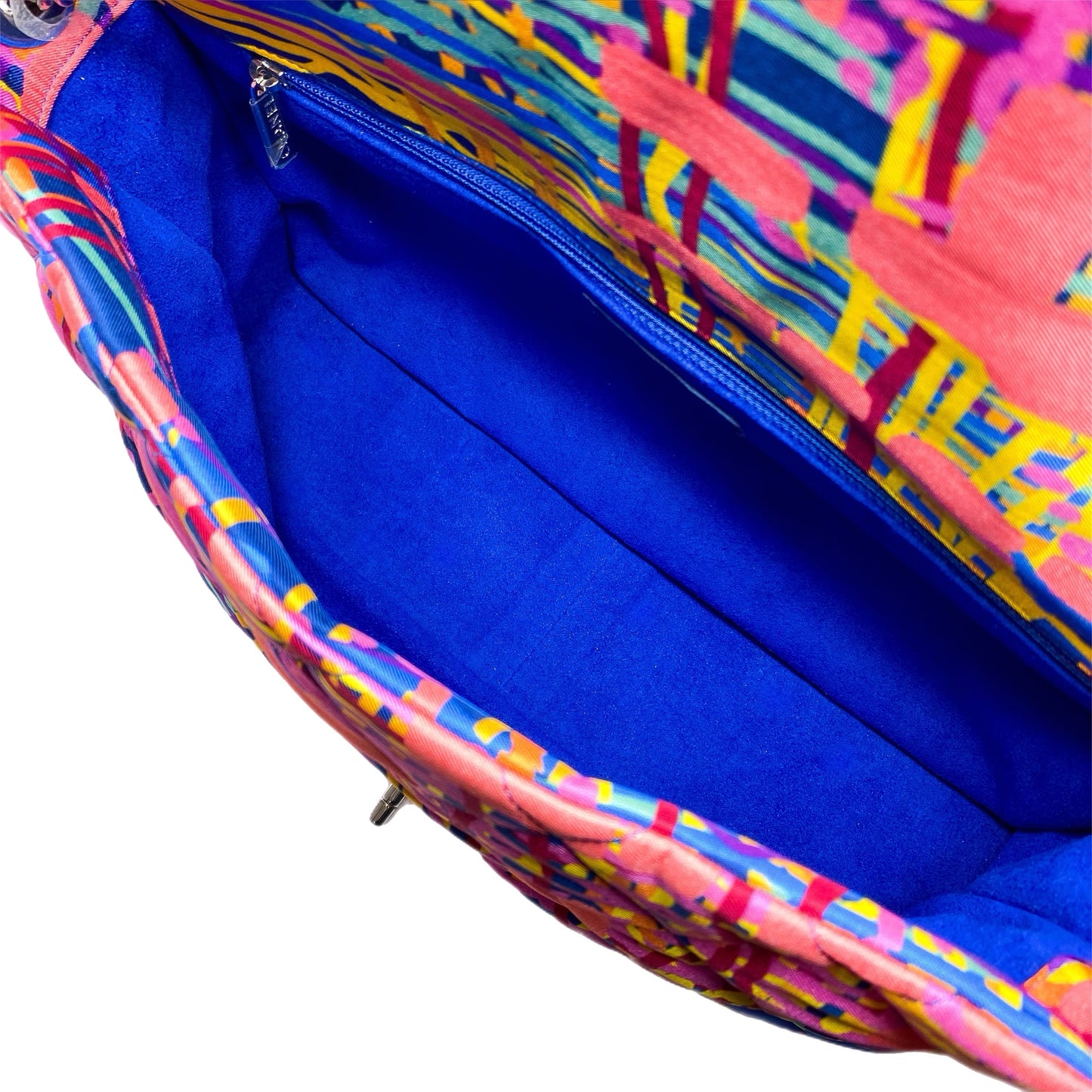 Chanel Pink Quilted Foulard Fabric Multicolor Flap Bag