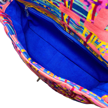 Chanel Pink Quilted Foulard Fabric Multicolor Flap Bag