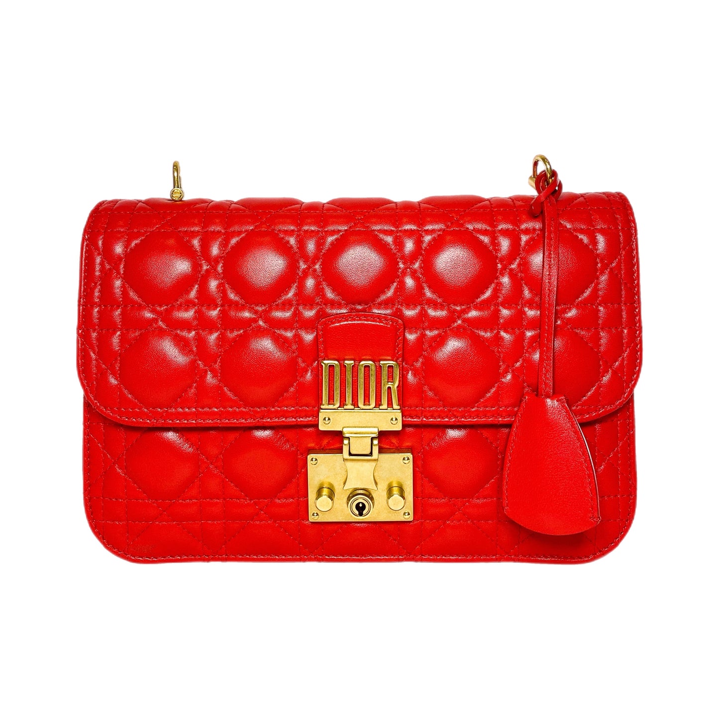 Dior Red Dioraddict Cannage Flap Bag