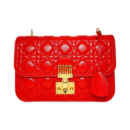 Dior Red Dioraddict Cannage Flap Bag