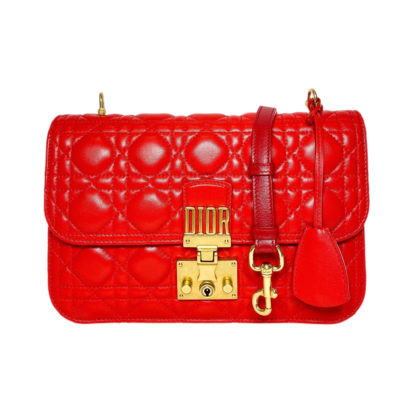 Dior Red Dioraddict Cannage Flap Bag