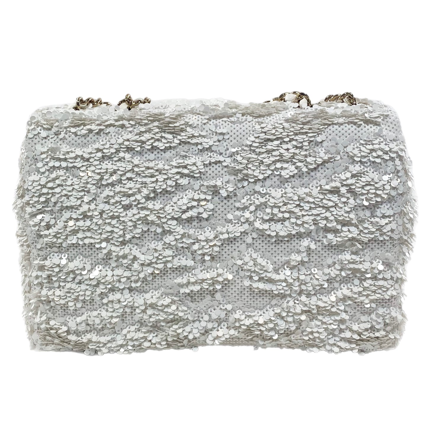 Chanel White Mini Sequin Flap Bag