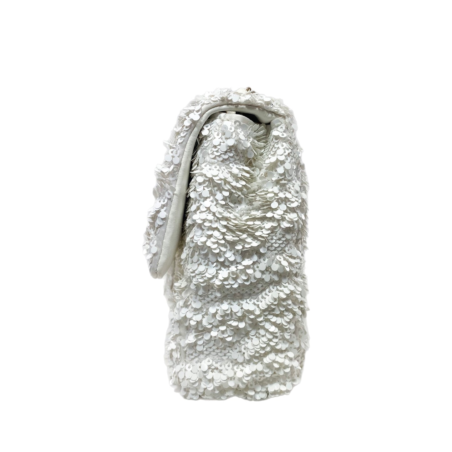 Chanel White Mini Sequin Flap Bag