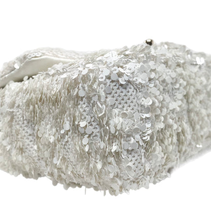 Chanel White Mini Sequin Flap Bag