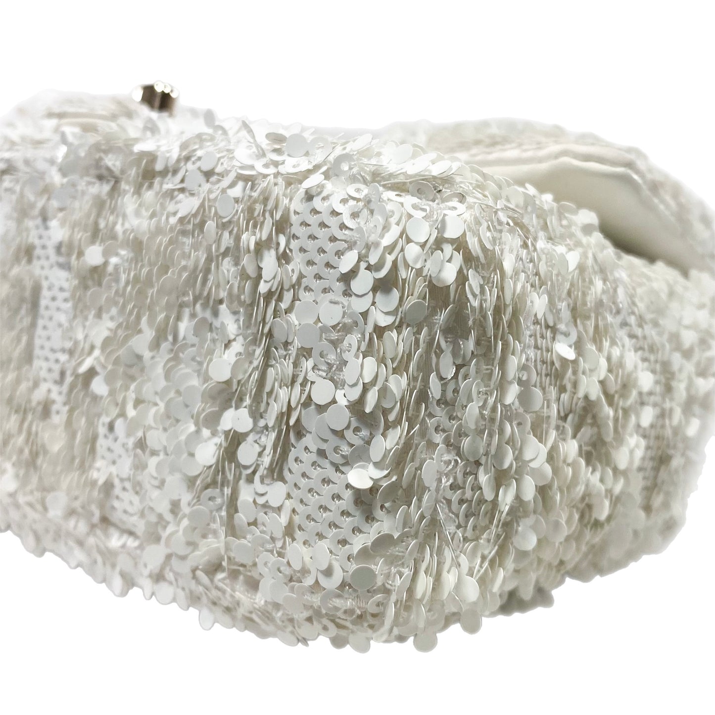 Chanel White Mini Sequin Flap Bag