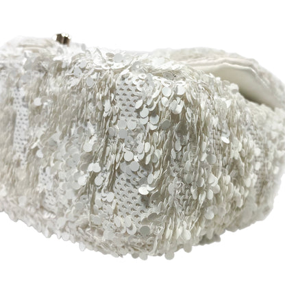 Chanel White Mini Sequin Flap Bag