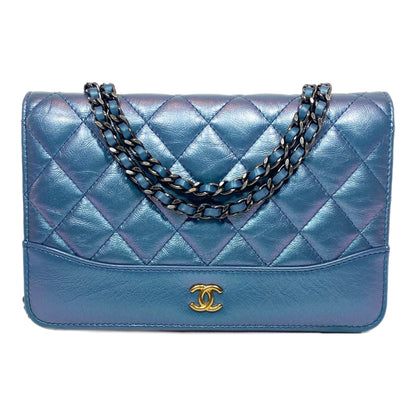 Chanel Iridescent Blue Quilted Calfskin Wallet On Chain