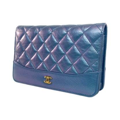 Chanel Iridescent Blue Quilted Calfskin Wallet On Chain