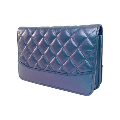 Chanel Iridescent Blue Quilted Calfskin Wallet On Chain