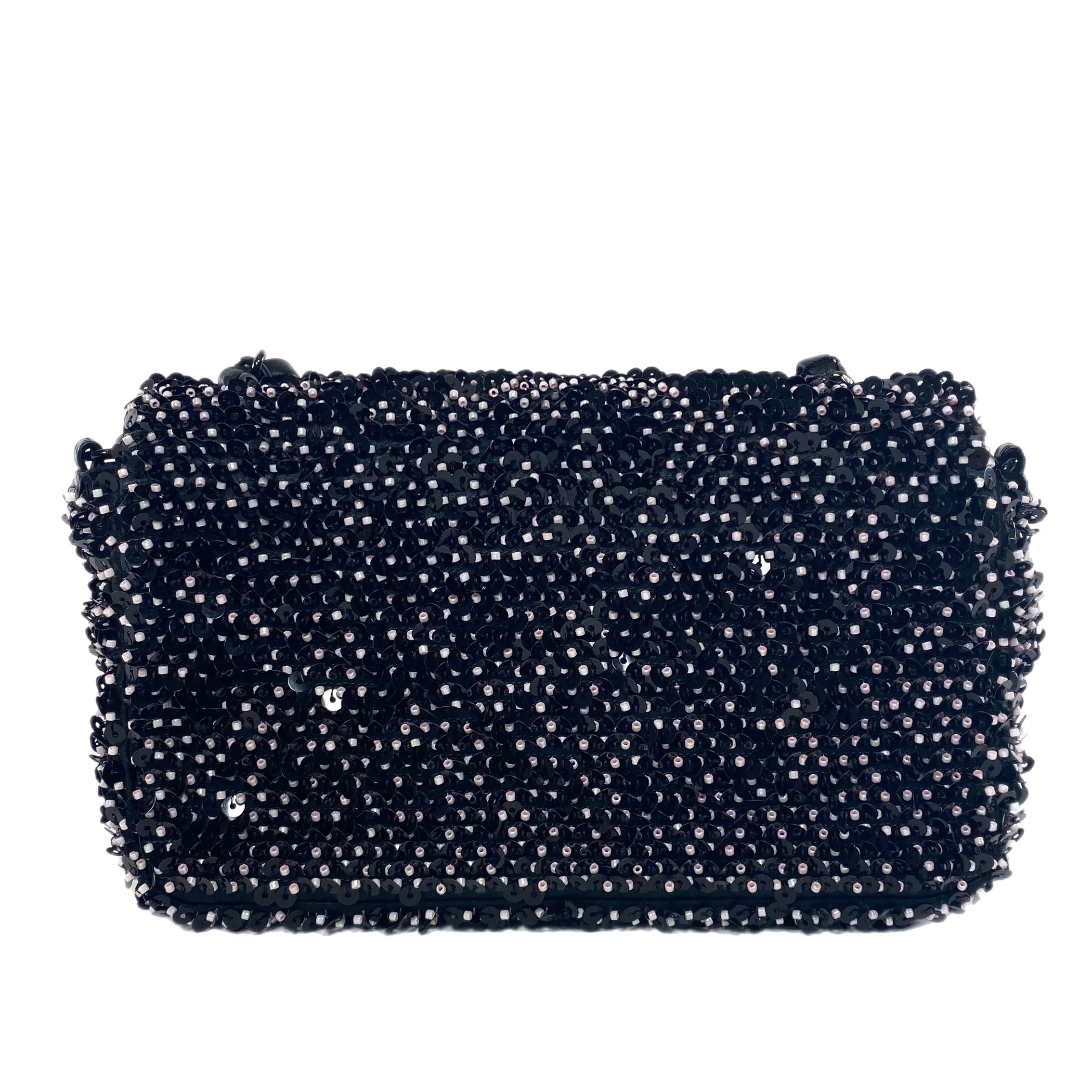 Chanel Black and Pink Beaded Small Flap Bag